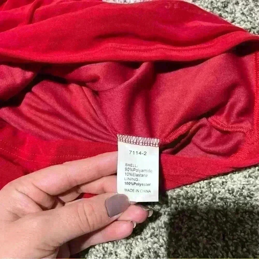 PRETTYGARDEN Women’s SZ S Red Sheer Sleeves Ruched Bodycon Dress - Picture 7 of 11